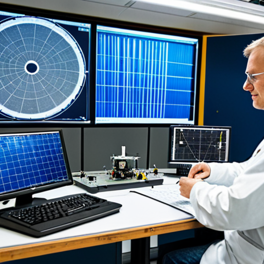 **

A professional engineer, fully clothed in appropriate attire, working on a miniaturized satellite component in a high-tech laboratory in Germany. The lab is filled with advanced equipment and displays showing complex data visualizations. Safe for work, perfect anatomy, correct proportions, natural pose, professional, modest, family-friendly.

**