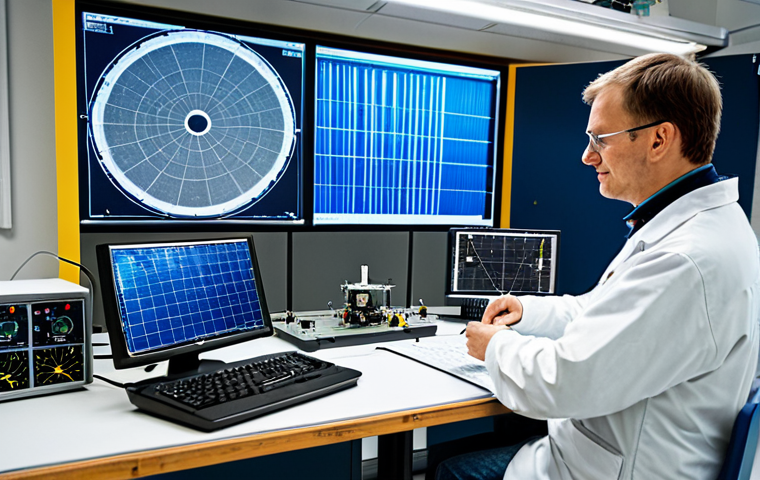**

A professional engineer, fully clothed in appropriate attire, working on a miniaturized satellite component in a high-tech laboratory in Germany. The lab is filled with advanced equipment and displays showing complex data visualizations. Safe for work, perfect anatomy, correct proportions, natural pose, professional, modest, family-friendly.

**
