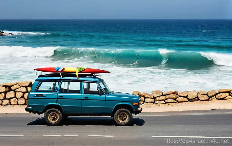 이스라엘의 서핑 명소 - **Prompt 1: Vibrant Tel Aviv Beach Life**
    "A bustling and sunny beach scene at Hilton Beach in T...