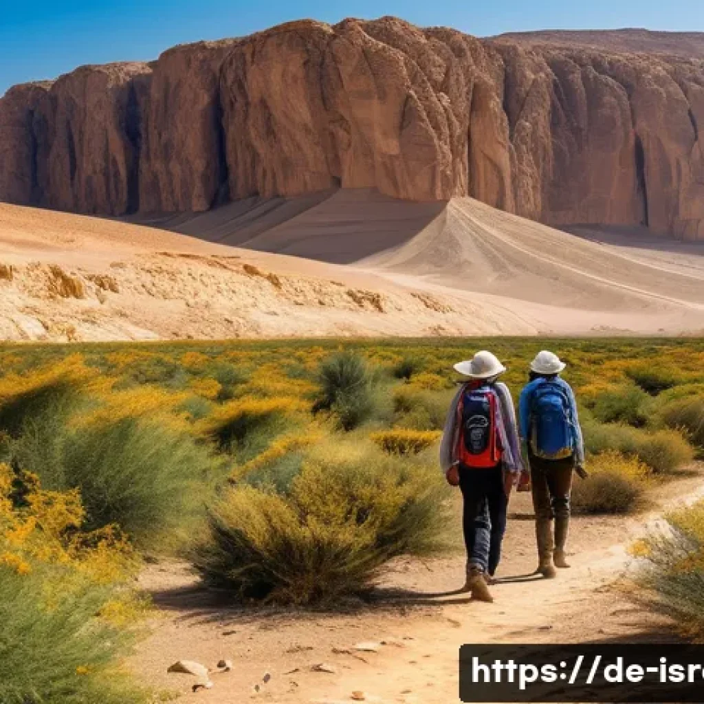 이스라엘의 생태 관광 산업 - **Prompt Title: Negev Desert Eco-Adventure**

    **Image Prompt:** A vibrant, sunny shot of the Neg...