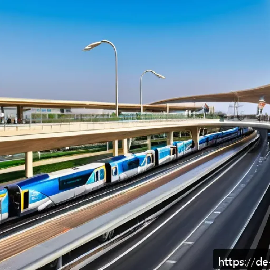 이스라엘의 관광업과 경제적 기여 - A vibrant modern transportation hub in Israel featuring sleek new highways, advanced railway lines, ...