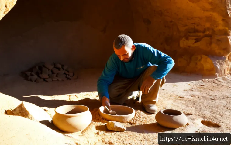 이스라엘에서 발견된 주요 유물과 역사 - Photorealistic archaeological excavation in the Judean Desert, a German museum archaeologist in prac...