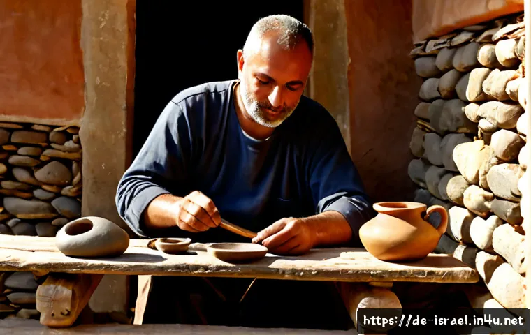 이스라엘의 전통 무기 제작 - Photorealistic historical workshop in the Levant, a skilled artisan crafting a traditional leather s...