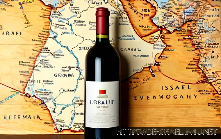 이스라엘의 세계적 와인 시장 점유율 - Photorealistic editorial still life illustrating Israel’s place in the global wine market: a single ...